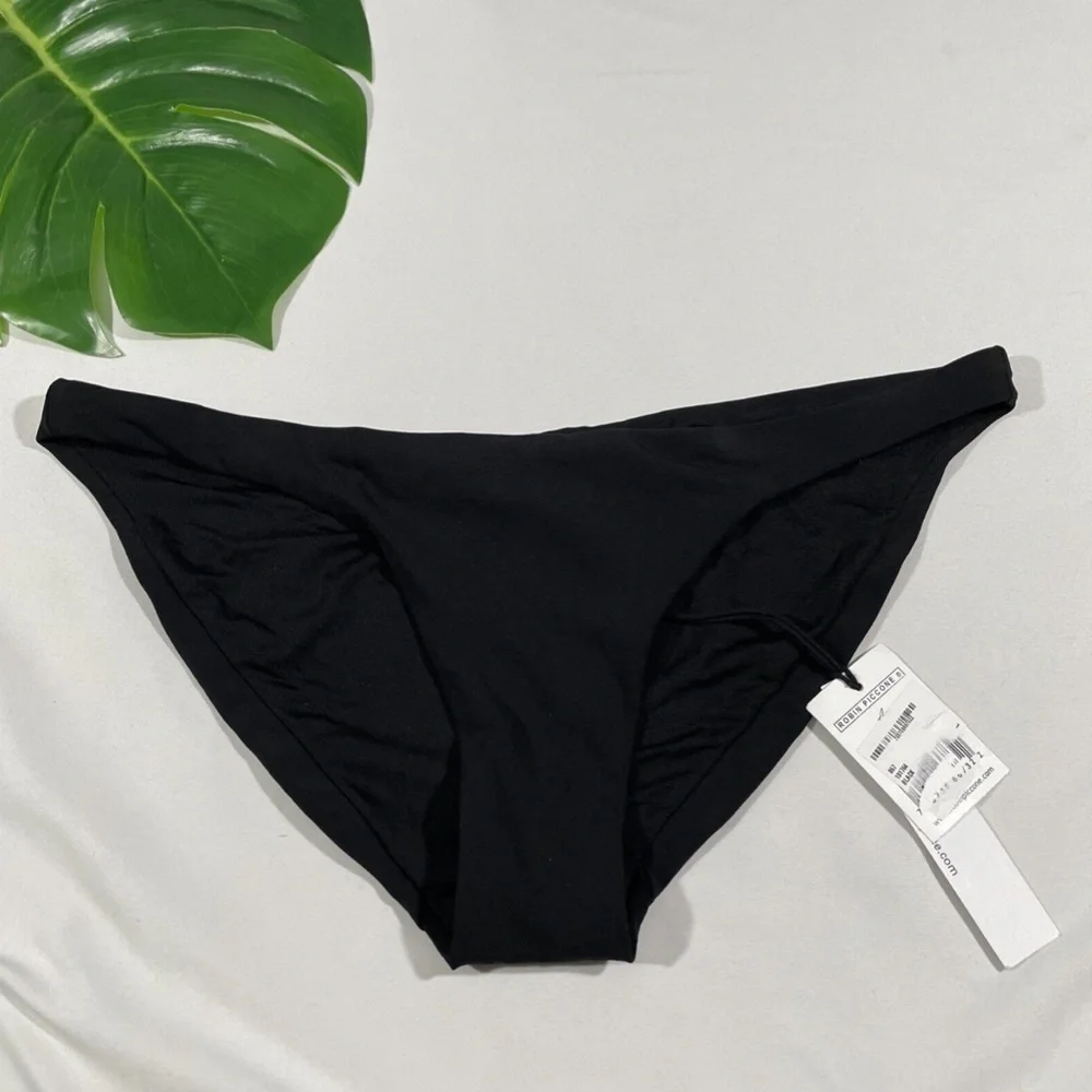 NWT Robin Piccone Ava Bikini Bottoms‎ in Black [SZ Large ]